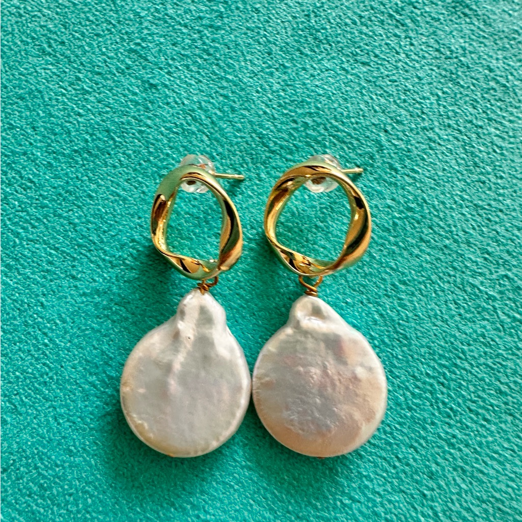 Nib Gold Baroque Freshwater Pearl Drop Earrings By Untamed Petals
